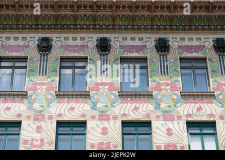 Majolikahaus d’Otto Wagner à Vienne, Autriche, l’un des plus beaux bâtiments de Vienne Banque D'Images