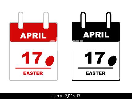 Illustration du calendrier de Pâques 2022 isolé sur blanc Illustration de Vecteur