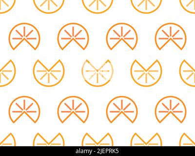 Motif sans couture avec tranches d'orange en ligne. Tranches de fruits orange de style plat isolées sur fond blanc. Design pour l'impression, les bannières et les promotions Illustration de Vecteur