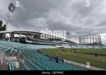 LONDRES, ROYAUME-UNI. JUIN 28th Une vue générale du terrain avant le match de la LV= County Championship Division 1 entre Surrey et Kent à l'Oval de Kia, Londres, le mardi 28th juin 2022. (Crédit : Robert Smith | ACTUALITÉS MI) crédit : ACTUALITÉS MI et sport /Actualités Alay Live Banque D'Images