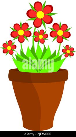 Fleurs de Claret rouges dans un pot de fleurs. Illustration vectorielle Illustration de Vecteur