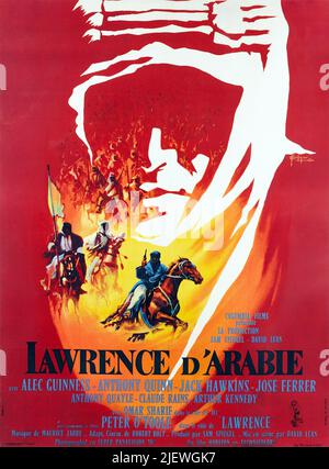 Affiche du film rétro - LAWRENCE D'ARABIE (1962) affiche du film français Banque D'Images