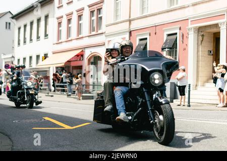 Magic Bikes Rudesheim, l'un des plus grands événements Harley Davidson d'Europe dans la région classée au patrimoine mondial de la vallée du Rhin. Rallye Harley et vélo d'époque, Allemagne Banque D'Images