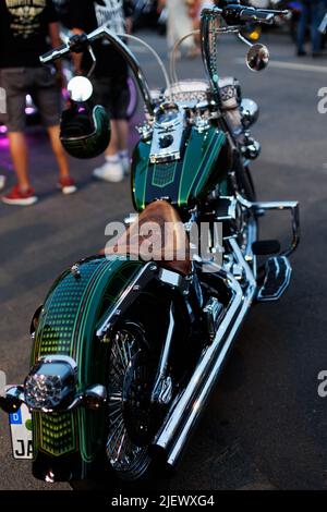 Magic Bikes Rudesheim, l'un des plus grands événements Harley Davidson d'Europe dans la région classée au patrimoine mondial de la vallée du Rhin. Rallye Harley et vélo d'époque, Allemagne Banque D'Images