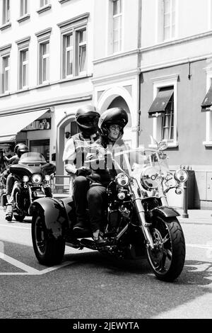 Magic Bikes Rudesheim, l'un des plus grands événements Harley Davidson d'Europe dans la région classée au patrimoine mondial de la vallée du Rhin. Rallye Harley et vélo d'époque, Allemagne Banque D'Images
