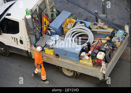 - Milan, cour de rue - Milan, cantiere stradale Banque D'Images