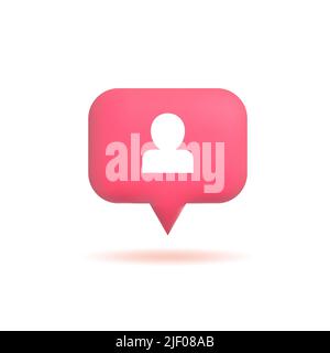 3d icône utilisateur, bulle vocale avec avatar de personne. Bouton isolé sur fond blanc, illustration vectorielle Illustration de Vecteur
