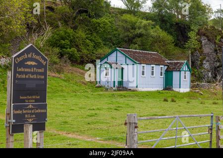 Église de Pirnmill connue localement sous le nom de « Tin Kirk », Arran, Écosse Banque D'Images