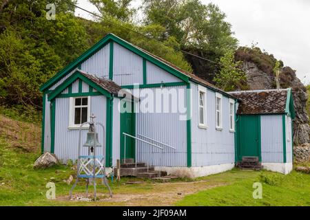 Église de Pirnmill connue localement sous le nom de « Tin Kirk », Arran, Écosse Banque D'Images