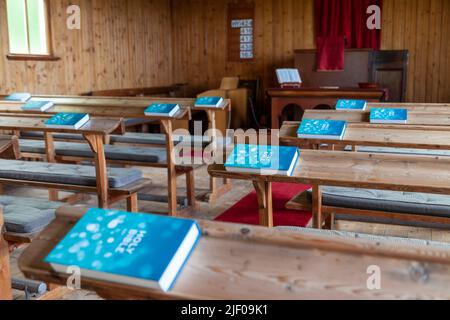 Église de Pirnmill connue localement sous le nom de « Tin Kirk », Arran, Écosse Banque D'Images