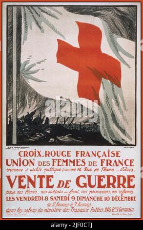 WW1 affiche Croix-Rouge France Croix-Rouge française. Union des femmes de France. Vente de guerre par Dorival, Géo., artiste Une vente caritative organisée par la Croix-Rouge française et par l'Union des femmes françaises. Banque D'Images