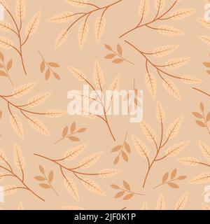 Motif fleuri tendance sans couture orné de branches de feuilles abstraites exotiques. Arrière-plan de feuillage artistique pour l'impression et le textile Illustration de Vecteur