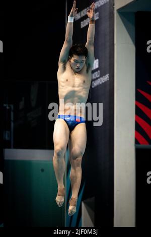 Budapest, Hongrie. 27th juin 2022. WANG Zongyuan CHN 3m. Tremplin semi-fin Diving FINA 19th Championnats du monde Budapest 2022 Budapest, Duna Arena pool 27/06/2022 photo Giorgio Scala/Deepbluemedia/Insidefoto crédit: Insidefoto srl/Alamy Live News Banque D'Images