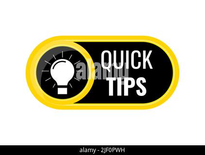 Bouton de conseils rapides avec icône vectorielle de badge d'ampoule. Illustration de Vecteur