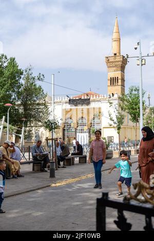 Vue à angle bas de la mosquée EL Atik de la ville de Setif. Le célèbre monument de la ville. Banque D'Images