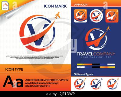 Logo lettre v Travel Premium Vector Illustration de Vecteur