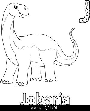 Jobaria Alphabet Dinosaur ABC coloriage page J Illustration de Vecteur