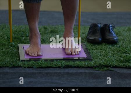 Rio de Janeiro, Brésil. 28th juin 2022. RJ - Rio de Janeiro - 06/28/2022 - RIO, CAFU ET EDER ALEIXO SUR MARACANA WALK OF FAME - l'ancien joueur Eder Aleixo pose pour des photos lors d'un événement où il a enregistré ses empreintes dans l'espace connu sous le nom de "Walk of Fame" au stade Maracana. Eder Aleixo a joué pour l'équipe nationale brésilienne de football lors de la coupe du monde 1982. Photo: Joao Gabriel Alves/AGIF/Sipa USA crédit: SIPA USA/Alay Live News Banque D'Images