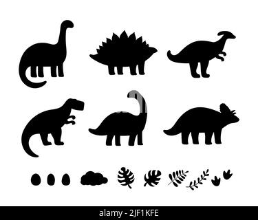 Dessin animé dinosaures vecteur illustration monstre silhouette animal dino personnage préhistorique reptile prédateur jurassic fantasy dragon Illustration de Vecteur