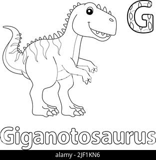 Giganotosaurus Alphabet ABC coloriage page G Illustration de Vecteur
