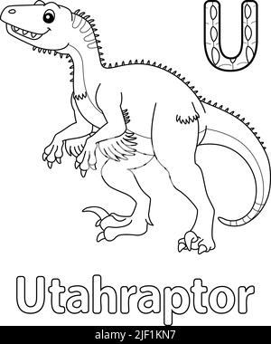 Utahraptor Alphabet Dinosaur ABC coloriage page U Illustration de Vecteur