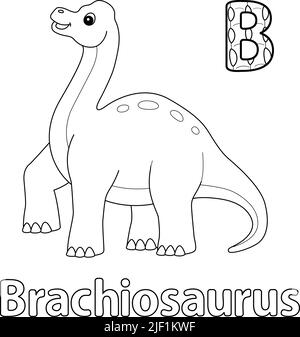 Brachiosaurus Alphabet ABC coloriage page B Illustration de Vecteur