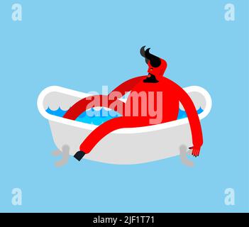 Diable dans le bain. Satan prend le bain. Illustration vectorielle Illustration de Vecteur