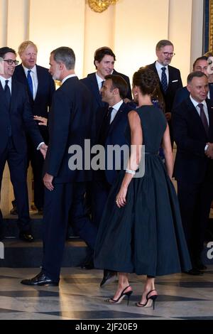 28 juin 2022, Madrid, Madrid, Espagne : le roi Felipe VI d'Espagne, la reine Letizia d'Espagne, Joe Biden, Alexander de Croo, Justin Trudeau, mette Frederiksen, Emmanuel Macron, Katrin Jakobsdottir, Mario Draghi, Xavier Bettel, Mark Rutte, Jonas Gahr Store, Antonio Costa, Boris Johnson, Kyriakos Mitsotakis, OLAF Scholz, Pedro Sanchez, Premier ministre, Viktor Orban, Mateusz Morawiecki, Boiko Borí-sov, Eduard Heger, Janez Jansa, Kaja Kallas, Arturs KrišjÄnis Kariš†Šá, Ingrida ŠimonytÄ-, Nicolae CiucÄƒ, EDI Rama, Andrej PlenkoviÄ‡, Zdravko Krivokapic, Dimitar KovaÄevski, Jacinda Ardern, Yoon Suk-yeol, Banque D'Images