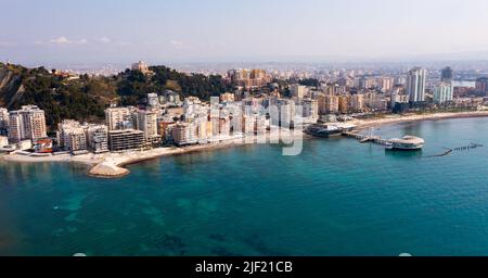 Vue panoramique sur le port de Ventus à Durres, Albanie Banque D'Images