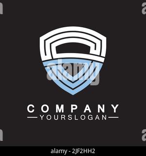 Combinaison de monogramme lettre S et d'enseigne de bouclier. Design du logo Line Art. Illustration de Vecteur