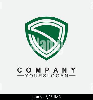 Combinaison de monogramme lettre S et d'enseigne de bouclier. Design du logo Line Art. Illustration de Vecteur