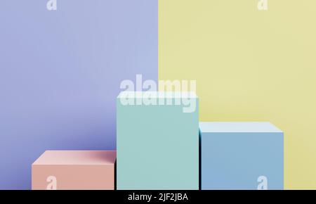 Forme géométrique abstraite dans pastel coloré pour le fond de présentation du podium du produit. Art et couleur. 3D rendu d'illustration Banque D'Images
