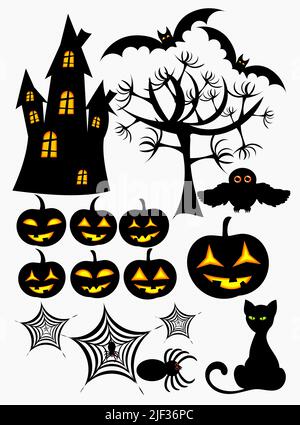 Ensemble d'éléments de conception vectoriels pour halloween Illustration de Vecteur