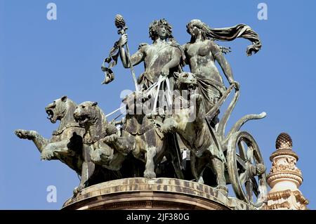 Quadriga historique de l'Opéra Semper dans la vieille ville, Allemagne, Saxe, Dresde Banque D'Images