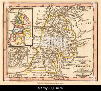 Palaestina quce et chanaan et Terra Promissionis vel terra sancta. Palestine qui est aussi Canaan et le pays de la promesse ou le pays Saint. 1798 carte du cartographe William Faden, gravé par Hatchett. Faden était le géographe royal du roi George III Cette carte provient de son Atlas minimus universalis qui a été conçu principalement pour une utilisation dans les écoles. Banque D'Images