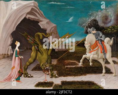 Paolo Uccello, peinture, Saint George et le Dragon, huile sur toile, vers 1470 Banque D'Images