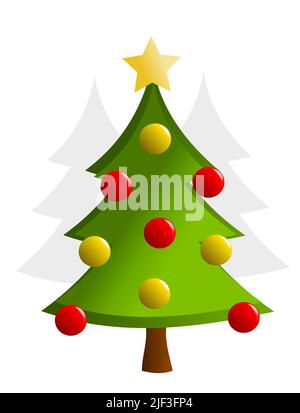 Sapin de Noël décoré avec des boules isolées. Illustration vectorielle Illustration de Vecteur