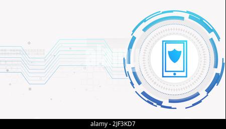Image du réseau de connexions et du smartphone avec écran sur fond blanc Banque D'Images