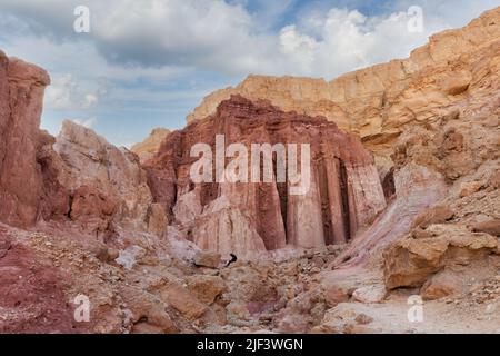 Magnifique Shkhoret Canyon dans le désert d'Arava en Israël Banque D'Images