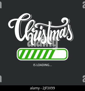 Bar de chargement de Noël. Bordure de progression de lettrage dessinée à la main. Concept de signe vectoriel Illustration de Vecteur