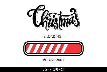 Bar de chargement de Noël. Bordure de progression de lettrage dessinée à la main. Concept de signe vectoriel Illustration de Vecteur