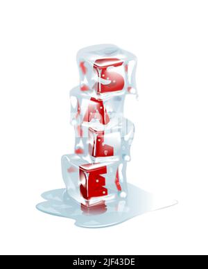 Dans les glaçons, le texte rouge est à vendre. Illustration d'une remise pour votre conception. Illustration de Vecteur