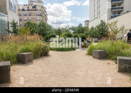 Jardin Truillot, parc de la ville dans le 11th arrondissement de Paris, Parc Saint-Ambroise, jardin Truillot, Paris, France. Banque D'Images