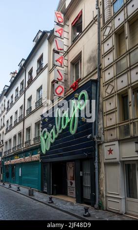 Entrée du Balajo, salle de danse, club, salle de bal, rue de Lappe, Paris, France. Banque D'Images