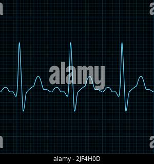 ecg par battement cardiaque ou ligne néon transparente sur fond bleu.Diagramme d'électrocardiogramme de la fréquence cardiaque héalsh.Examen de la santé humaine.Test médical Illustration de Vecteur