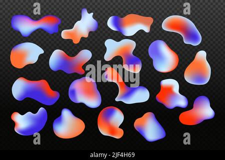Définissez des éléments liquides isolés de la palette holographique colorée de couleurs chatoyantes. Formes irrégulières irisées à gradient aléatoire.Modern ab Illustration de Vecteur