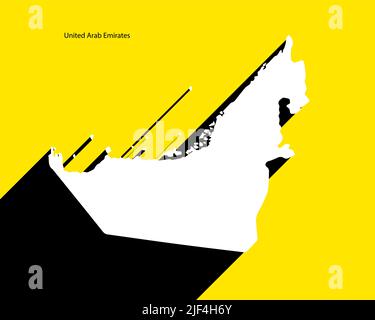 Emirats Arabes Unis carte sur une affiche rétro avec une ombre longue. Signe vintage facile à éditer, manipuler, redimensionner ou coloriser. Illustration de Vecteur