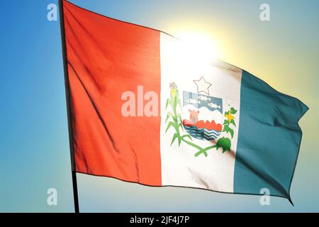 Etat d'Alagoas du Brésil drapeau agitant sur le vent Banque D'Images