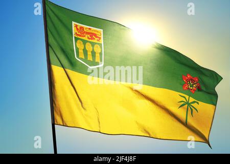 Saskatchewan province du Canada drapeau sur le vent Banque D'Images