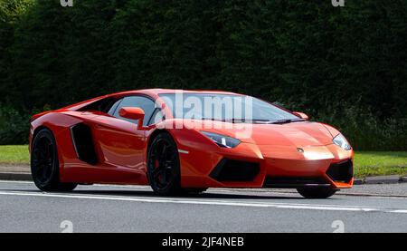 Rouge Lamborghini Aventador Banque D'Images